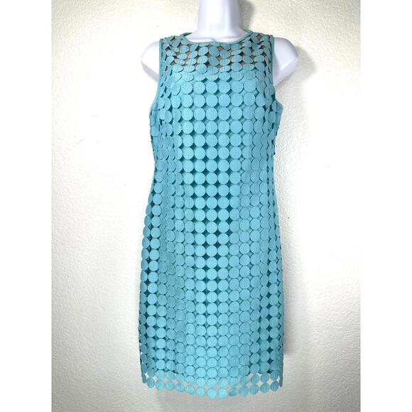 Lauren Ralph Lauren Turquoise Circle Lace Shift Dress Women’s 8 Cocktail - Picture 1 of 4